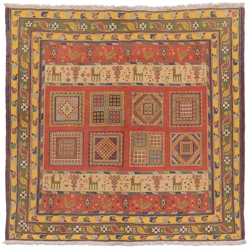 handgewebter Sumackkelim Afschar-Tabii aus Persien Maß 150x154 cm