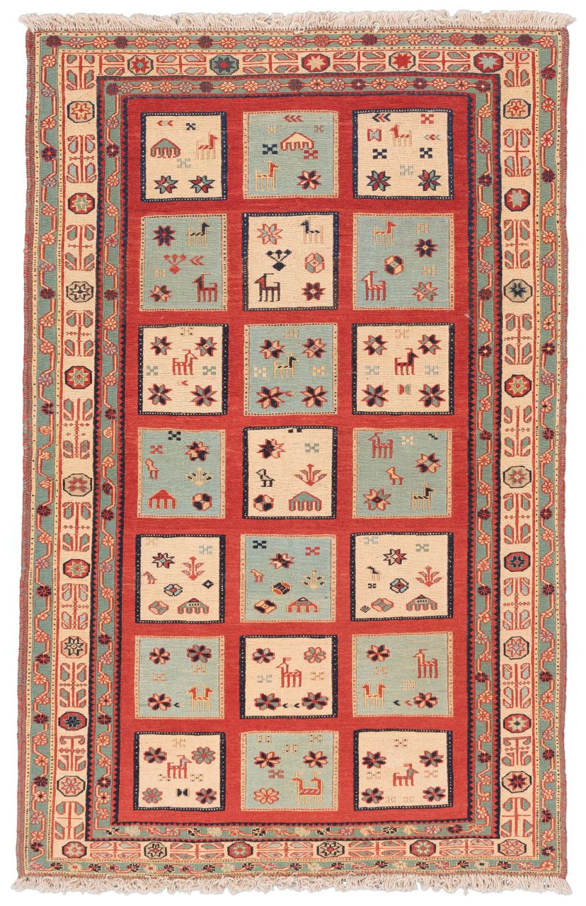 handgewebter Sumackkelim Afschar-Tabii aus Persien Maß 150x97 cm