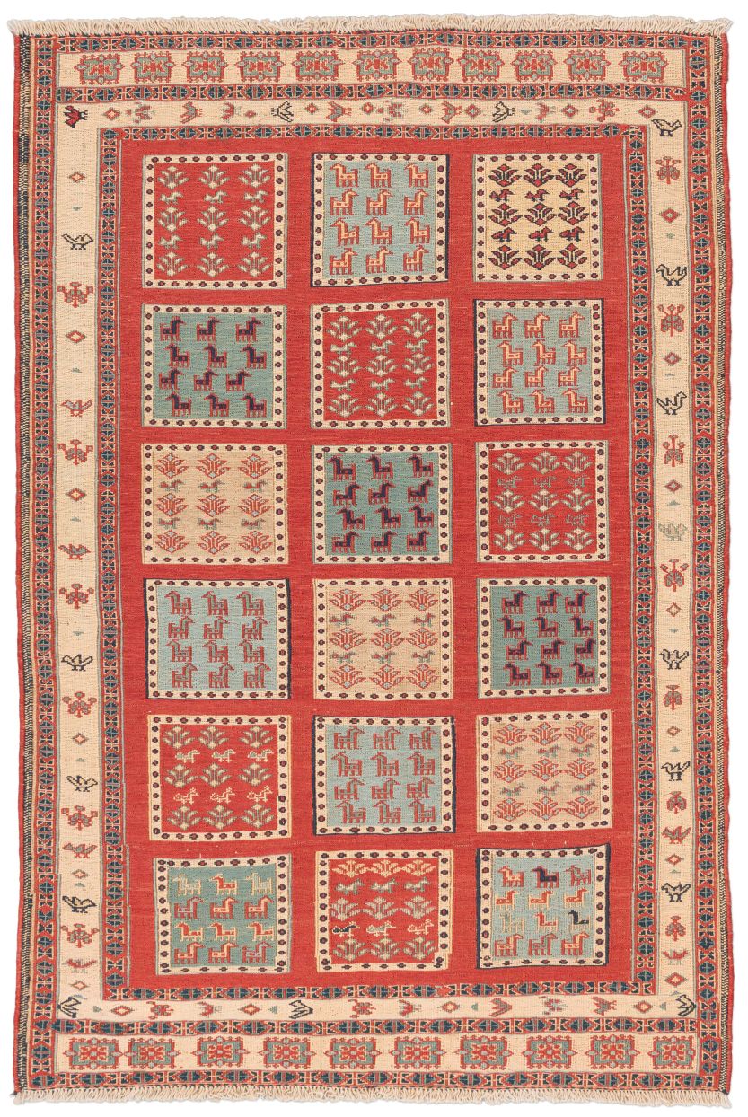 handgewebter Sumackkelim Afschar-Tabii aus Persien Maß 156x106 cm