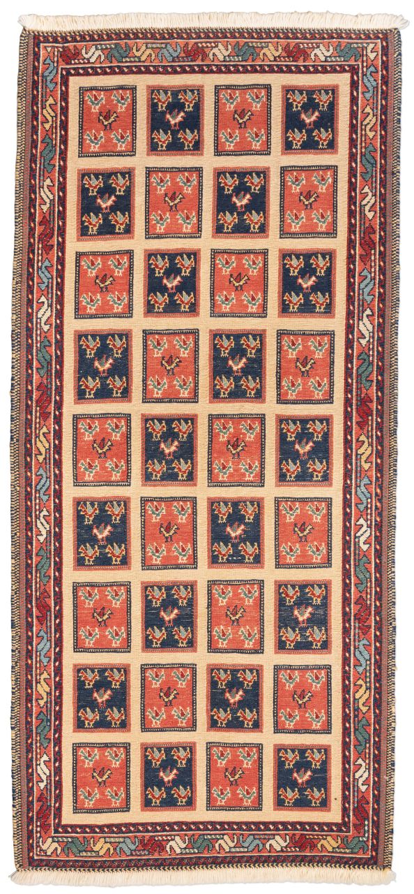 handgewebter Sumackkelim Afschar-Tabii aus Persien Maß 157x72 cm