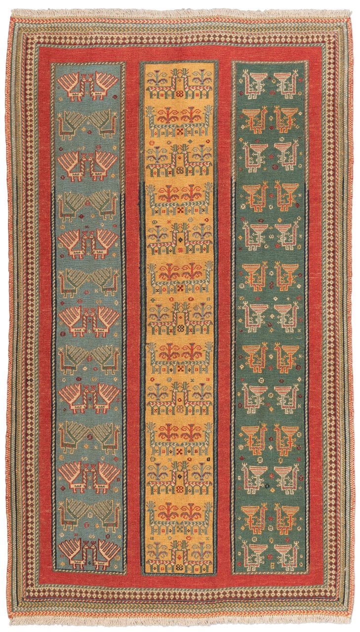 handgewebter Sumackkelim Afschar-Tabii aus Persien Maß 162x93 cm