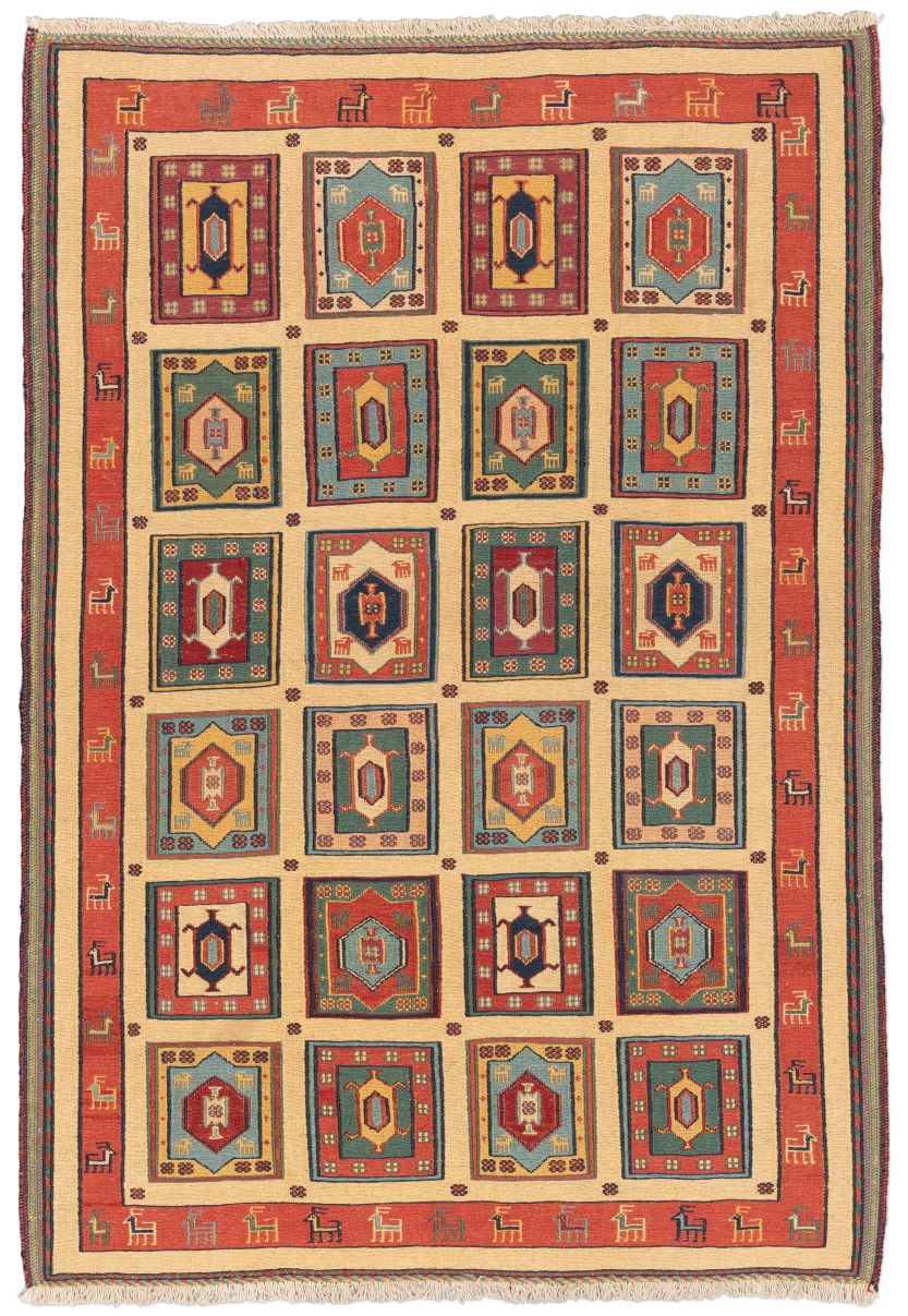 handgewebter Sumackkelim Afschar-Tabii aus Persien Maß 174x120 cm