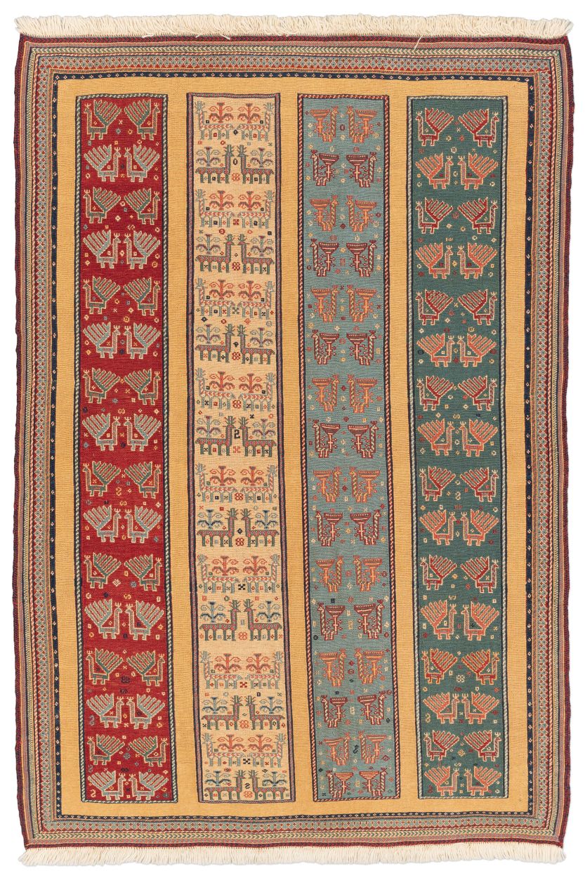 handgewebter Sumackkelim Afschar-Tabii aus Persien Maß 175x120 cm