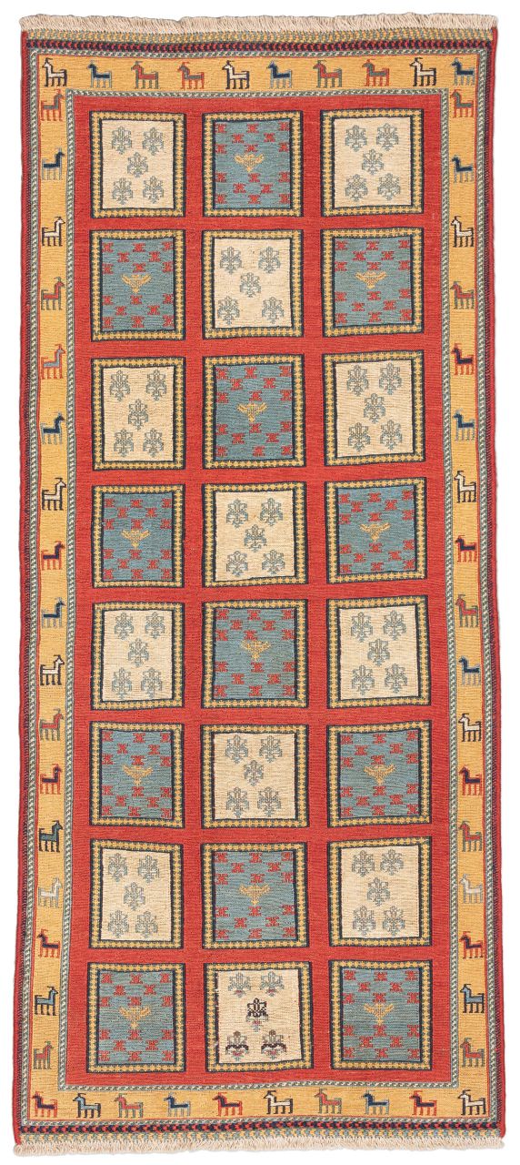 handgewebter Sumackkelim Afschar-Tabii aus Persien Maß 176x80 cm