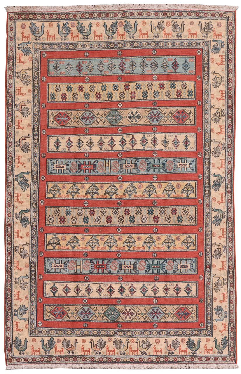 handgewebter Sumackkelim Afschar-Tabii aus Persien Maß 177x117 cm