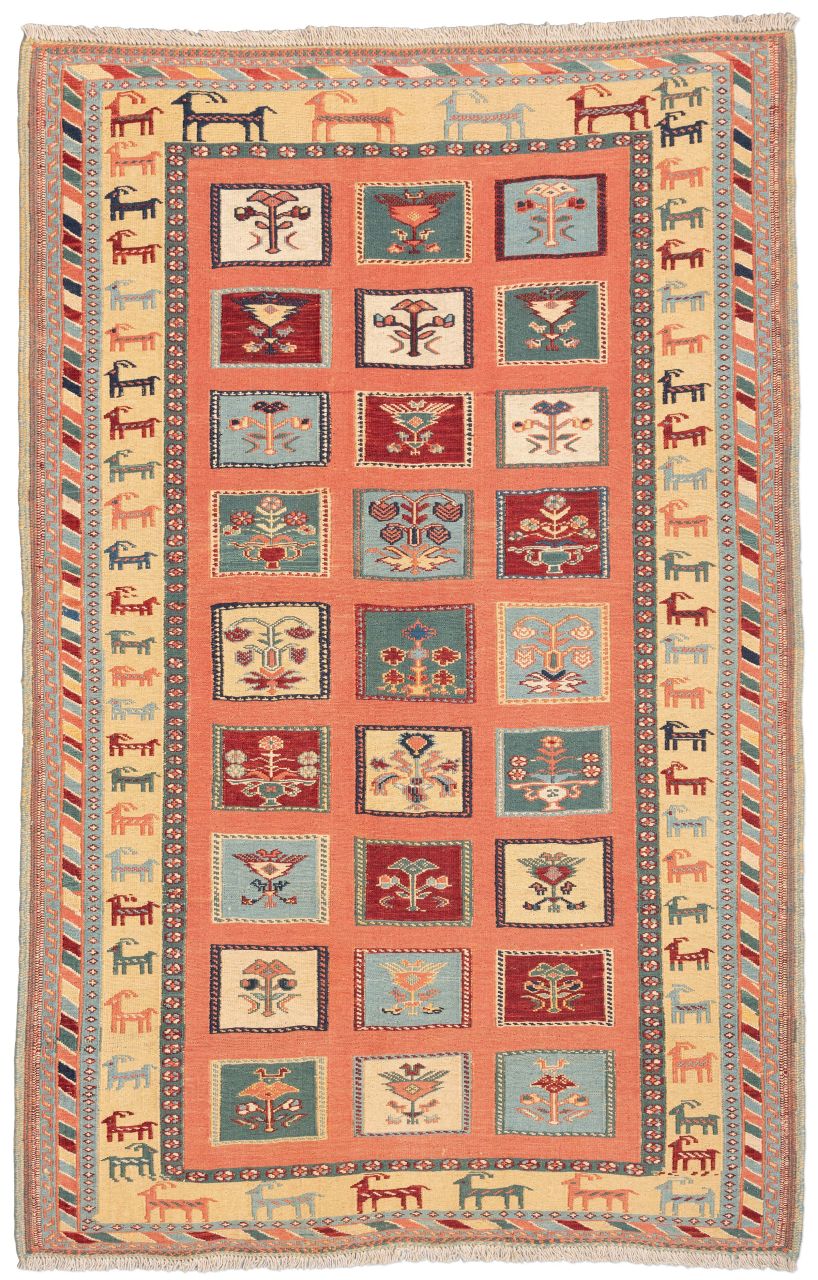 handgewebter Sumackkelim Afschar-Tabii aus Persien Maß 179x115 cm