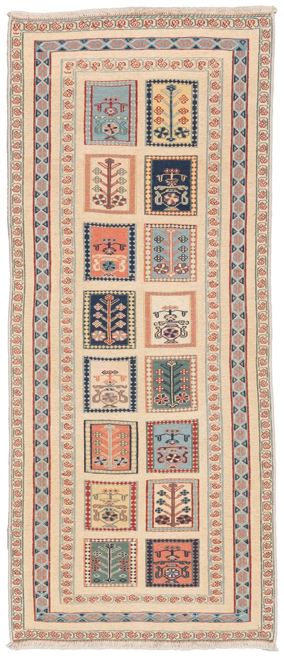 handgewebter Sumackkelim Afschar-Tabii aus Persien Maß 180x77 cm