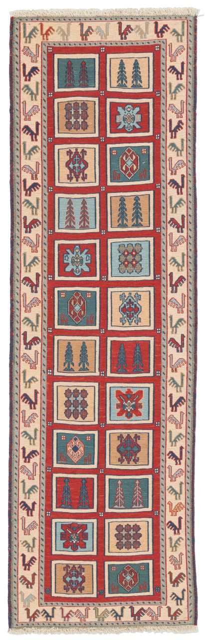 handgewebter Sumackkelim Afschar-Tabii aus Persien Maß 185x57 cm