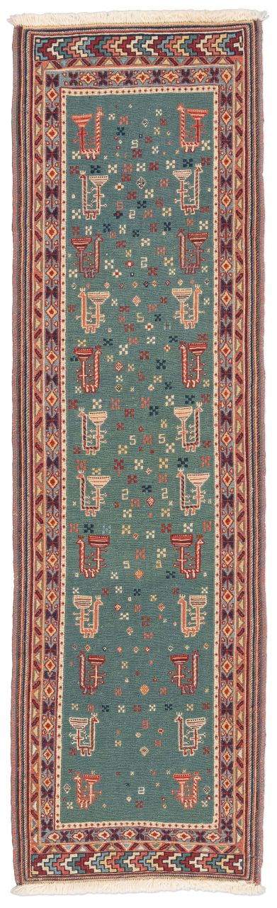 handgewebter Sumackkelim Afschar-Tabii aus Persien Maß 188x54 cm