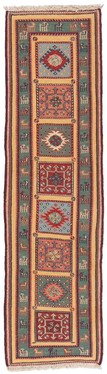 handgewebter Sumackkelim Afschar-Tabii aus Persien Maß 190x53 cm