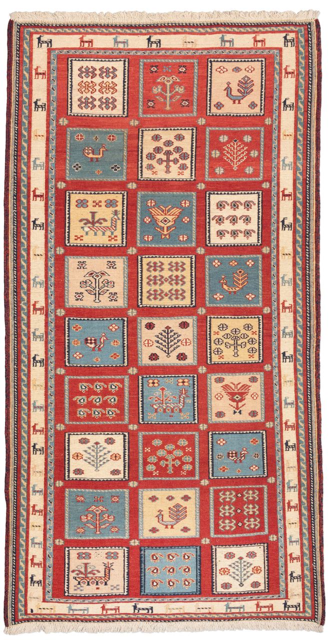 handgewebter Sumackkelim Afschar-Tabii aus Persien Maß 191x100 cm