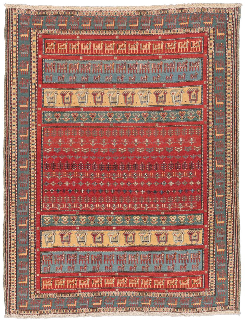 handgewebter Sumackkelim Afschar-Tabii aus Persien Maß 192x147 cm