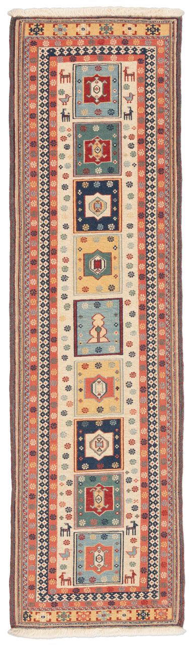 handgewebter Sumackkelim Afschar-Tabii aus Persien Maß 192x57 cm