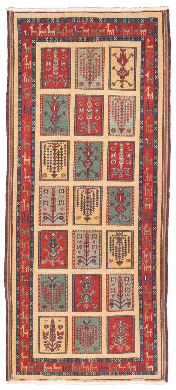 handgewebter Sumackkelim Afschar-Tabii aus Persien Maß 192x85 cm