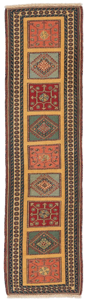 handgewebter Sumackkelim Afschar-Tabii aus Persien Maß 193x53 cm