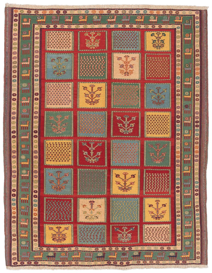 handgewebter Sumackkelim Afschar-Tabii aus Persien Maß 194x155 cm