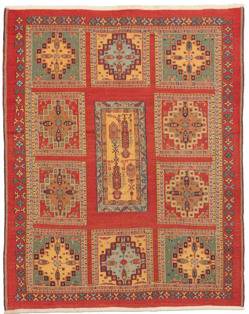 handgewebter Sumackkelim Afschar-Tabii aus Persien Maß 195x155 cm