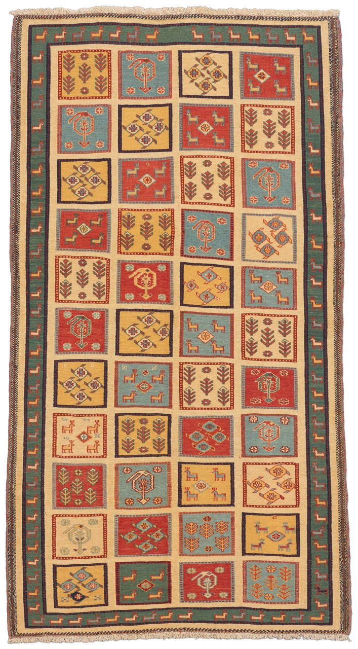 handgewebter Sumackkelim Afschar-Tabii aus Persien Maß 197x108 cm