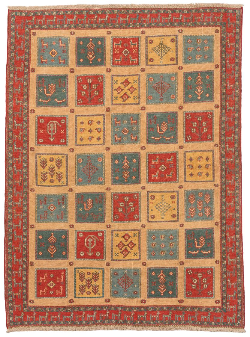 handgewebter Sumackkelim Afschar-Tabii aus Persien Maß 197x145 cm