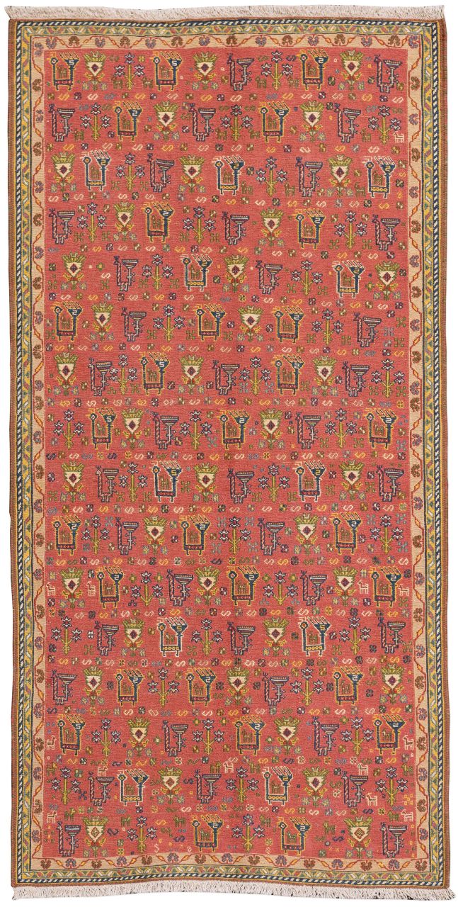 handgewebter Sumackkelim Afschar-Tabii aus Persien Maß 198x100 cm