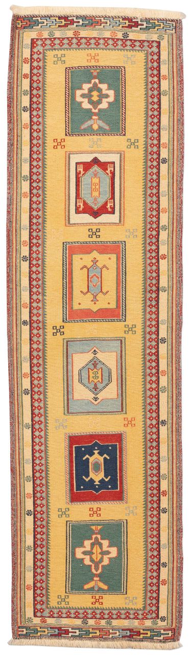 handgewebter Sumackkelim Afschar-Tabii aus Persien Maß 198x56 cm
