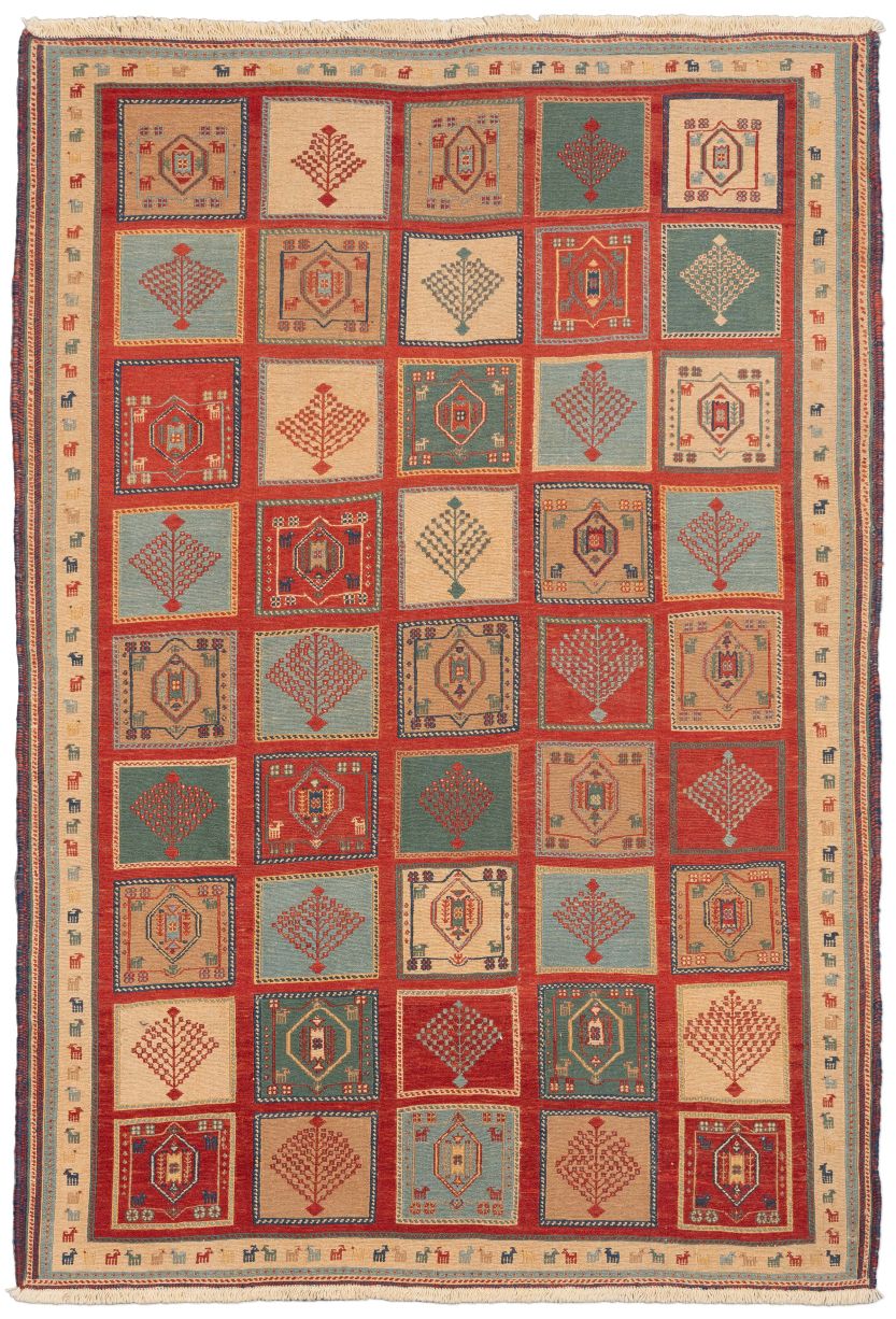 handgewebter Sumackkelim Afschar-Tabii aus Persien Maß 200x138 cm