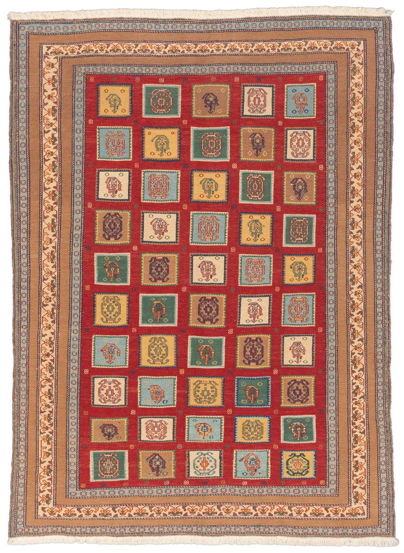 handgewebter Sumackkelim Afschar-Tabii aus Persien Maß 200x147 cm