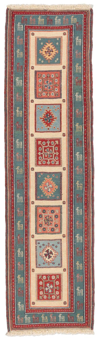 handgewebter Sumackkelim Afschar-Tabii aus Persien Maß 200x56 cm