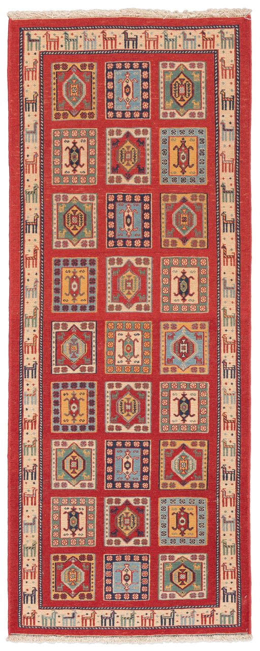 handgewebter Sumackkelim Afschar-Tabii aus Persien Maß 200x79 cm