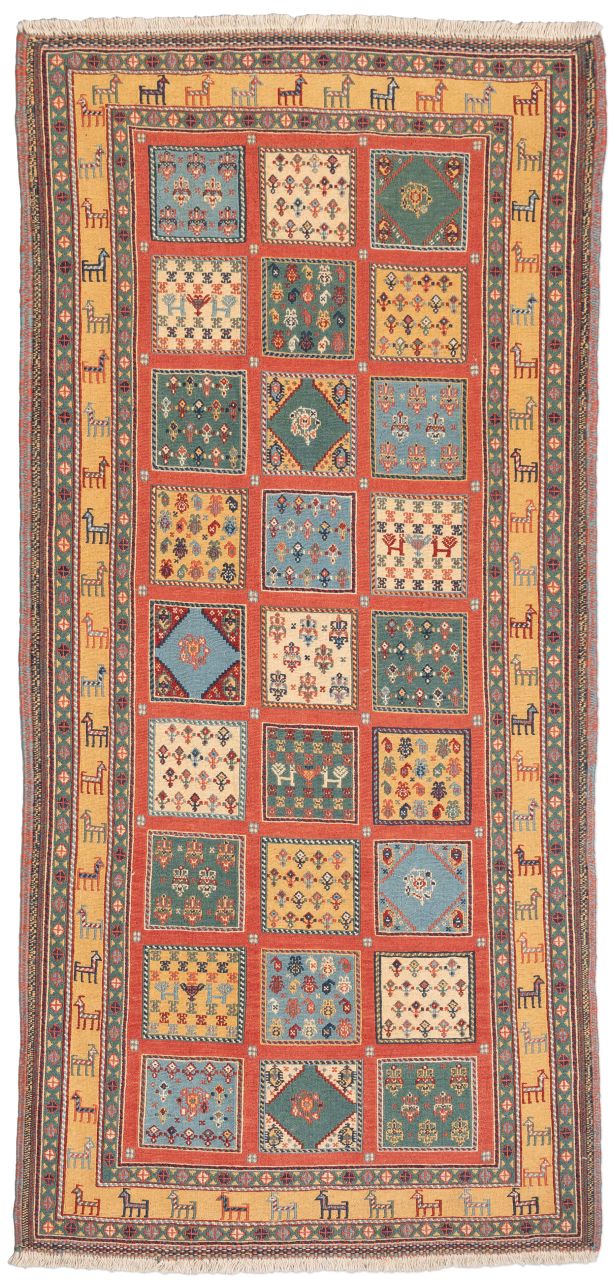 handgewebter Sumackkelim Afschar-Tabii aus Persien Maß 202x97 cm