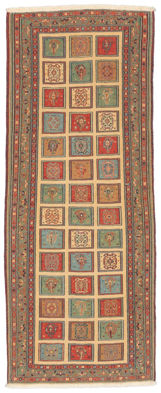 handgewebter Sumackkelim Afschar-Tabii aus Persien Maß 203x80 cm