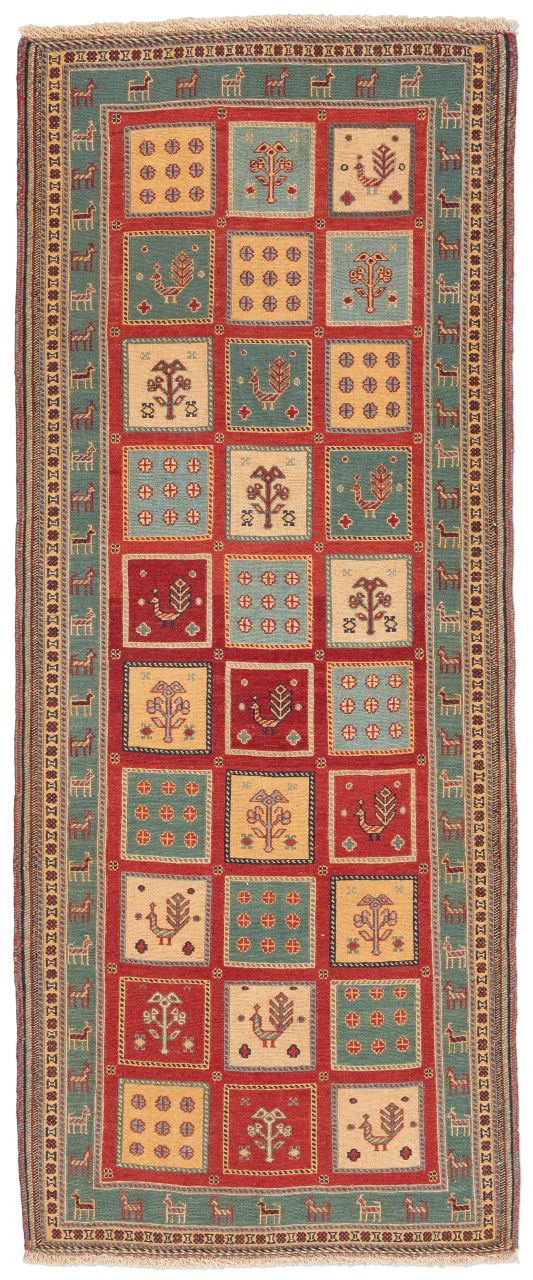 handgewebter Sumackkelim Afschar-Tabii aus Persien Maß 203x83 cm