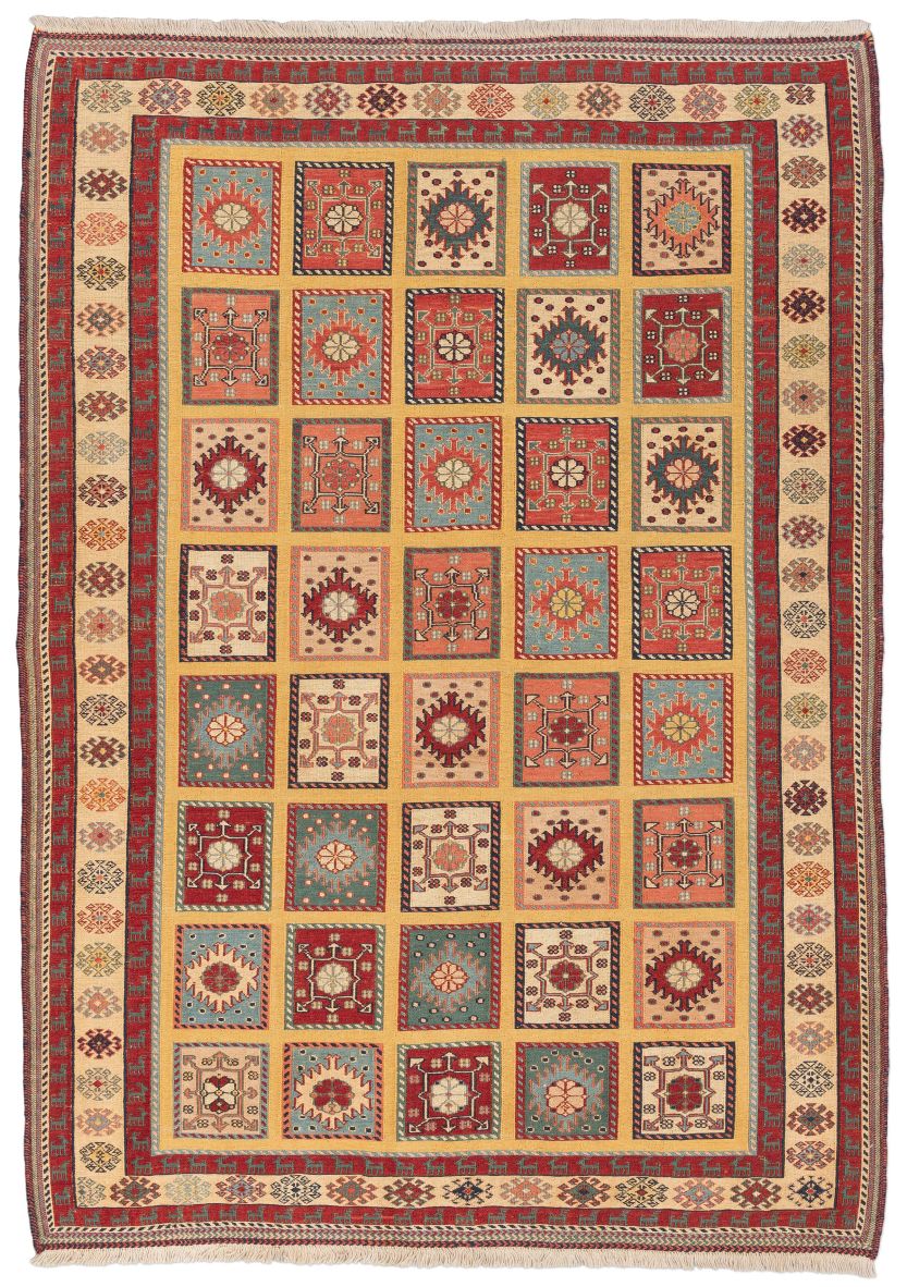 handgewebter Sumackkelim Afschar-Tabii aus Persien Maß 207x144 cm