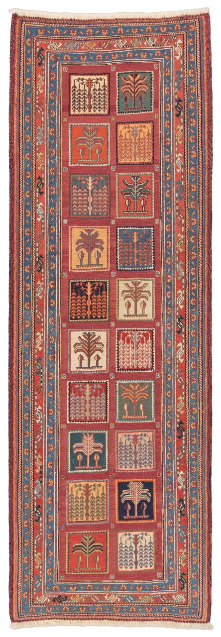 handgewebter Sumackkelim Afschar-Tabii aus Persien Maß 210x71 cm