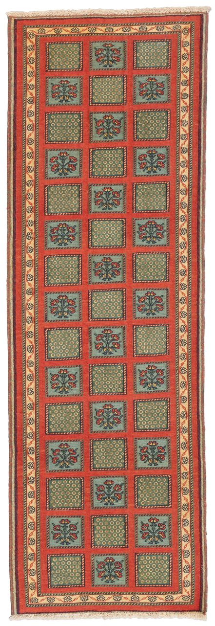 handgewebter Sumackkelim Afschar-Tabii aus Persien Maß 215x73 cm