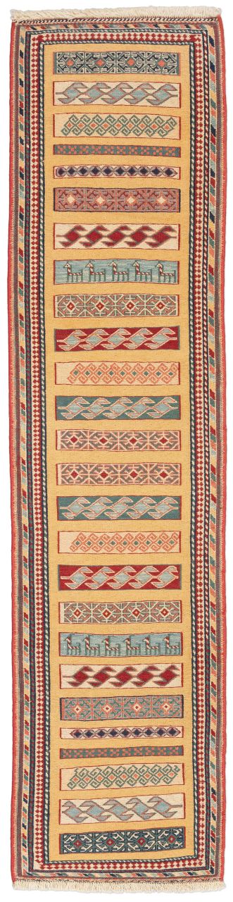 handgewebter Sumackkelim Afschar-Tabii aus Persien Maß 217x55 cm