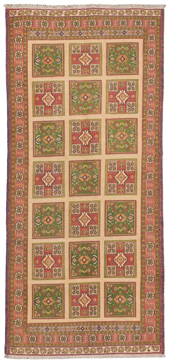 handgewebter Sumackkelim Afschar-Tabii aus Persien Maß 218x100 cm