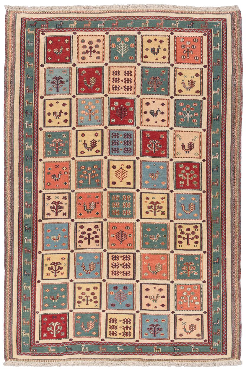 handgewebter Sumackkelim Afschar-Tabii aus Persien Maß 219x147 cm