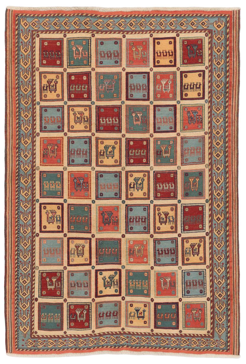 handgewebter Sumackkelim Afschar-Tabii aus Persien Maß 230x157 cm