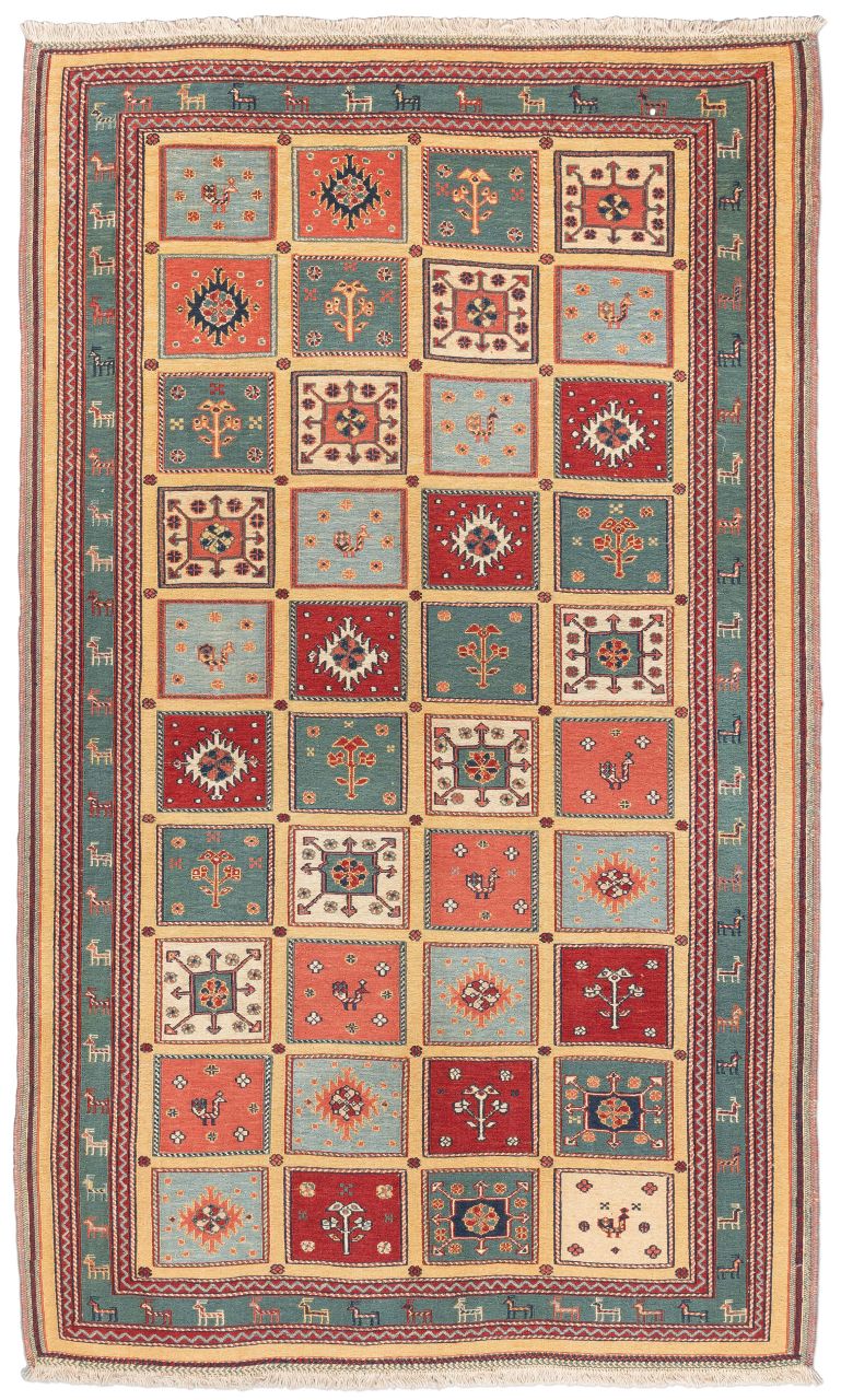 handgewebter Sumackkelim Afschar-Tabii aus Persien Maß 231x140 cm