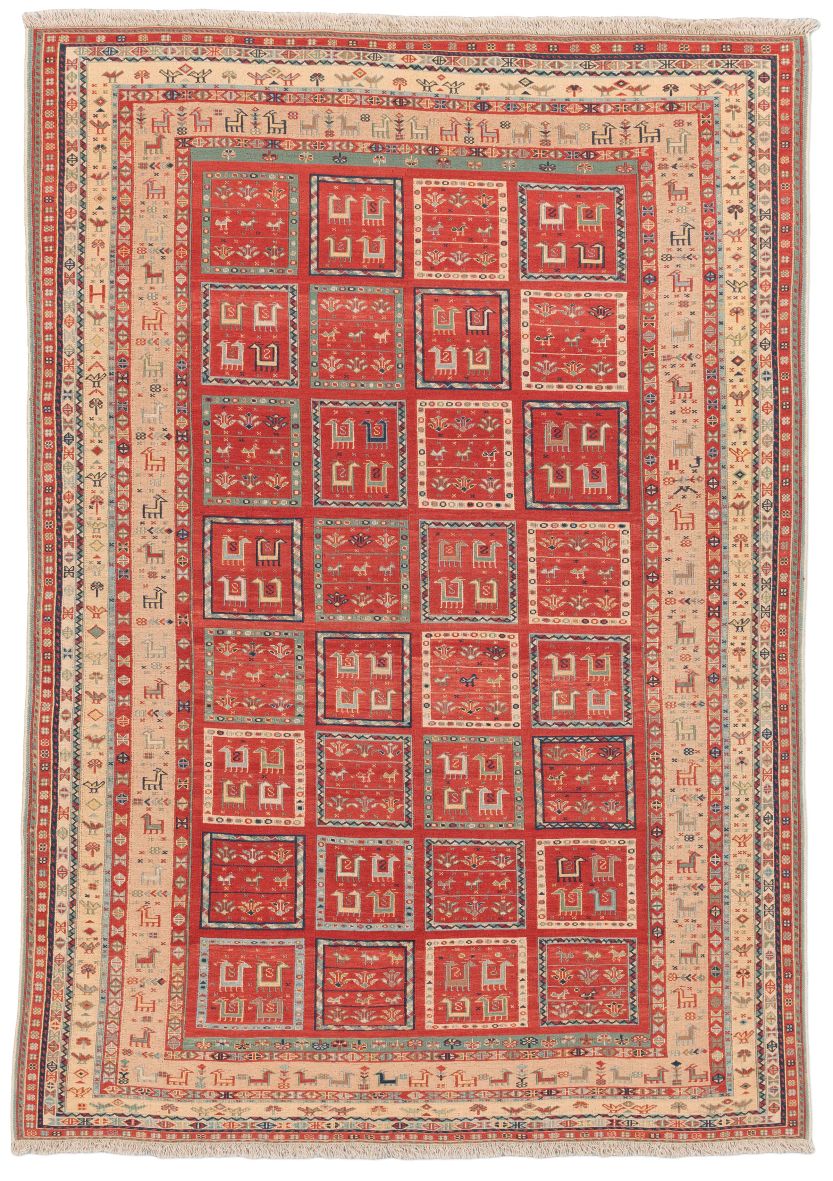 handgewebter Sumackkelim Afschar-Tabii aus Persien Maß 232x163 cm