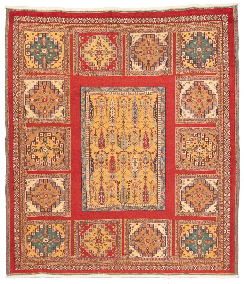 handgewebter Sumackkelim Afschar-Tabii aus Persien Maß 235x207 cm