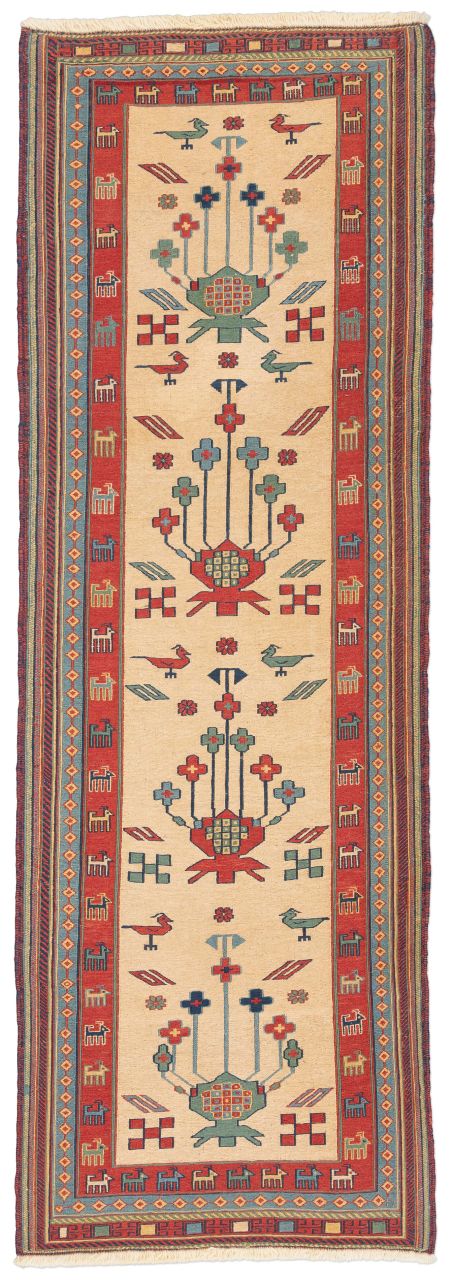 handgewebter Sumackkelim Afschar-Tabii aus Persien Maß 235x79 cm
