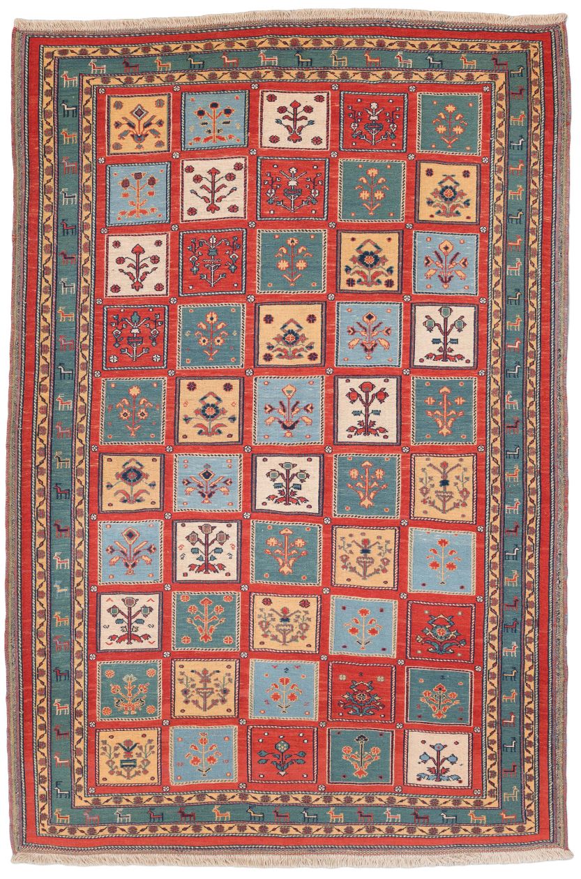 handgewebter Sumackkelim Afschar-Tabii aus Persien Maß 241x160 cm