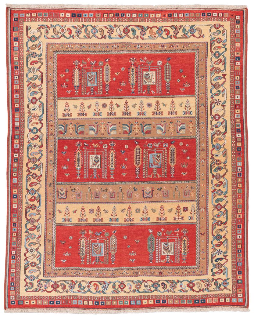 handgewebter Sumackkelim Afschar-Tabii aus Persien Maß 244x197 cm
