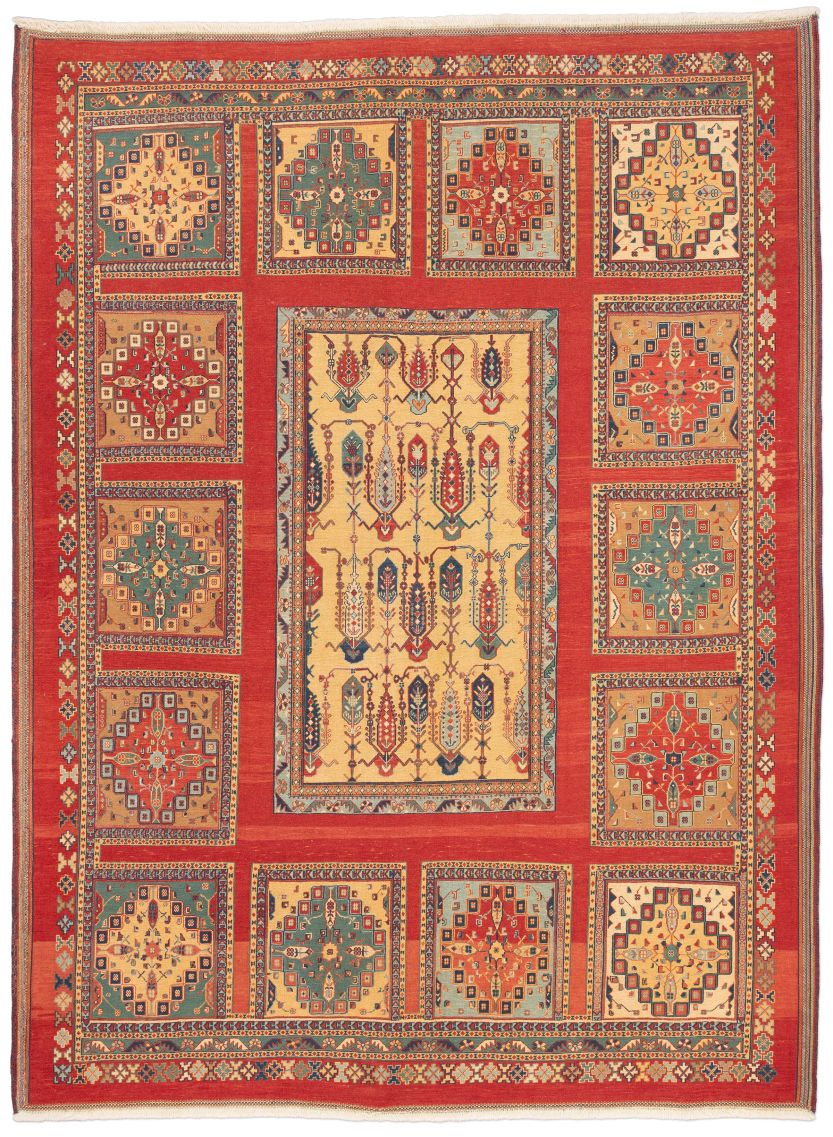 handgewebter Sumackkelim Afschar-Tabii aus Persien Maß 273x203 cm
