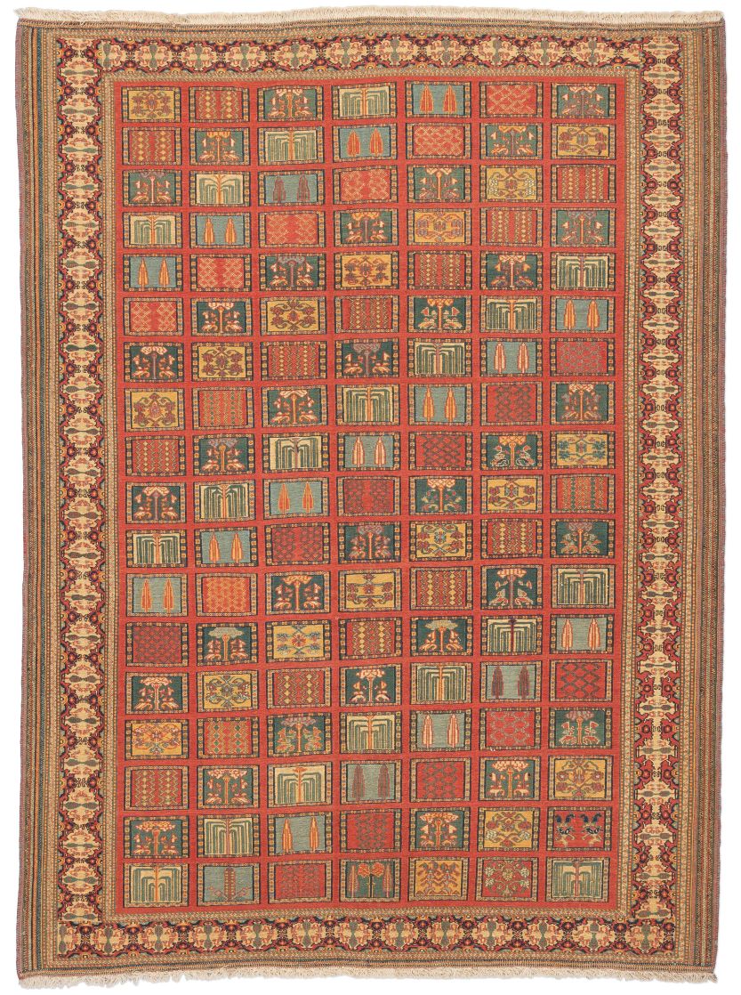 handgewebter Sumackkelim Afschar-Tabii aus Persien Maß 276x203 cm