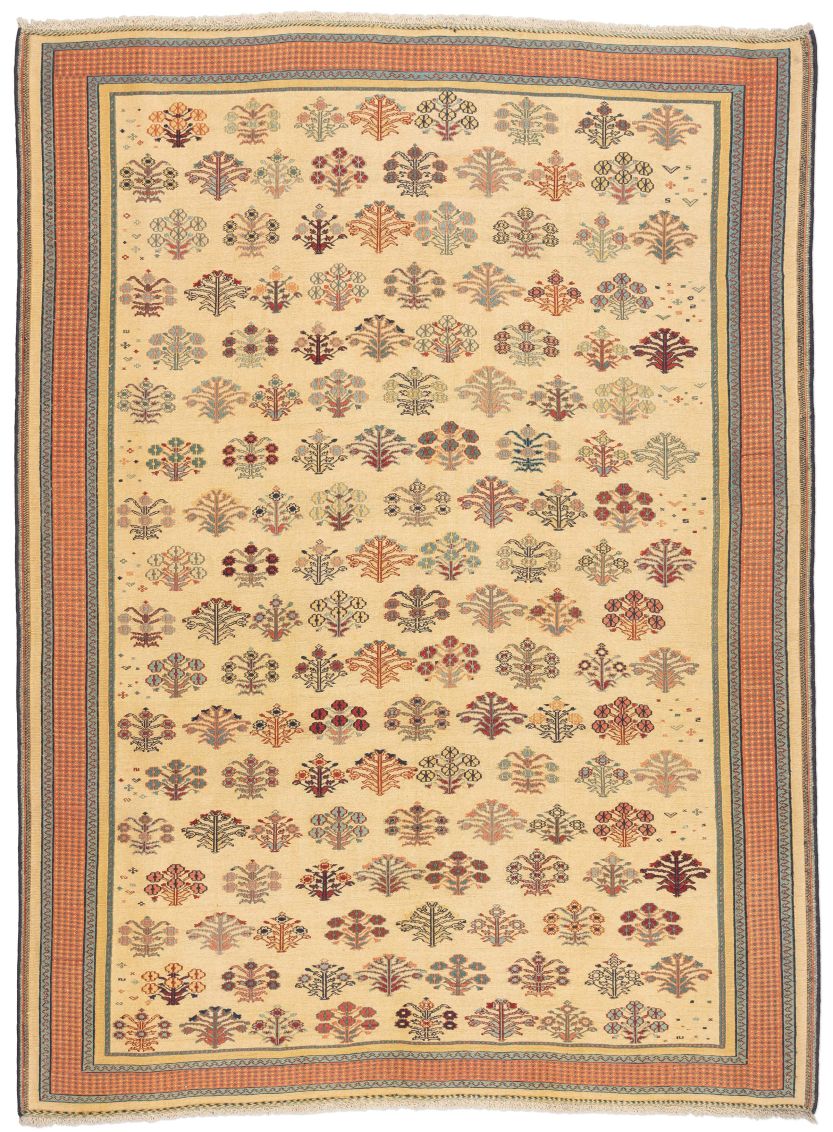 handgewebter Sumackkelim Afschar-Tabii aus Persien Maß 285x214 cm