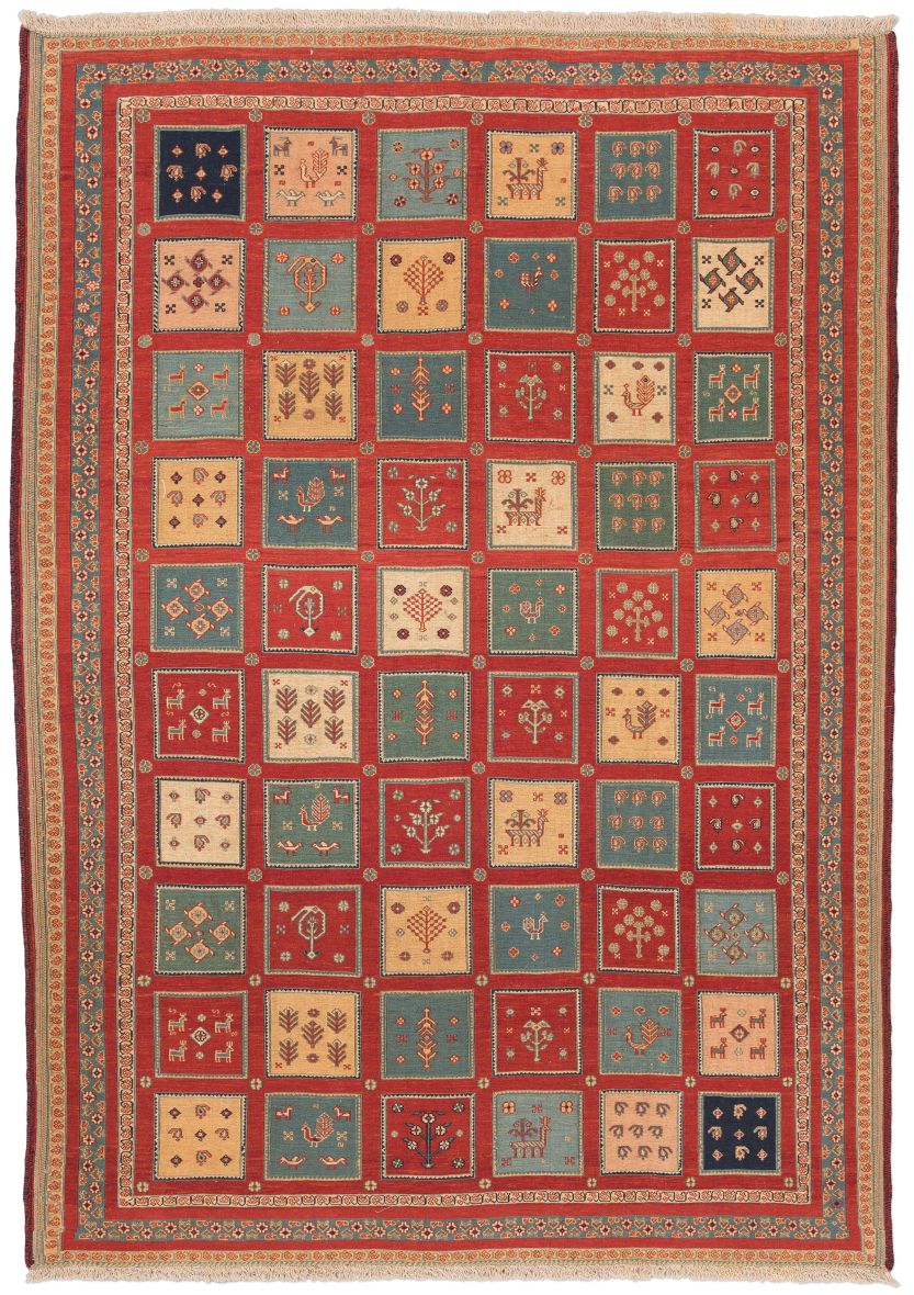 handgewebter Sumackkelim Afschar-Tabii aus Persien Maß 288x205 cm