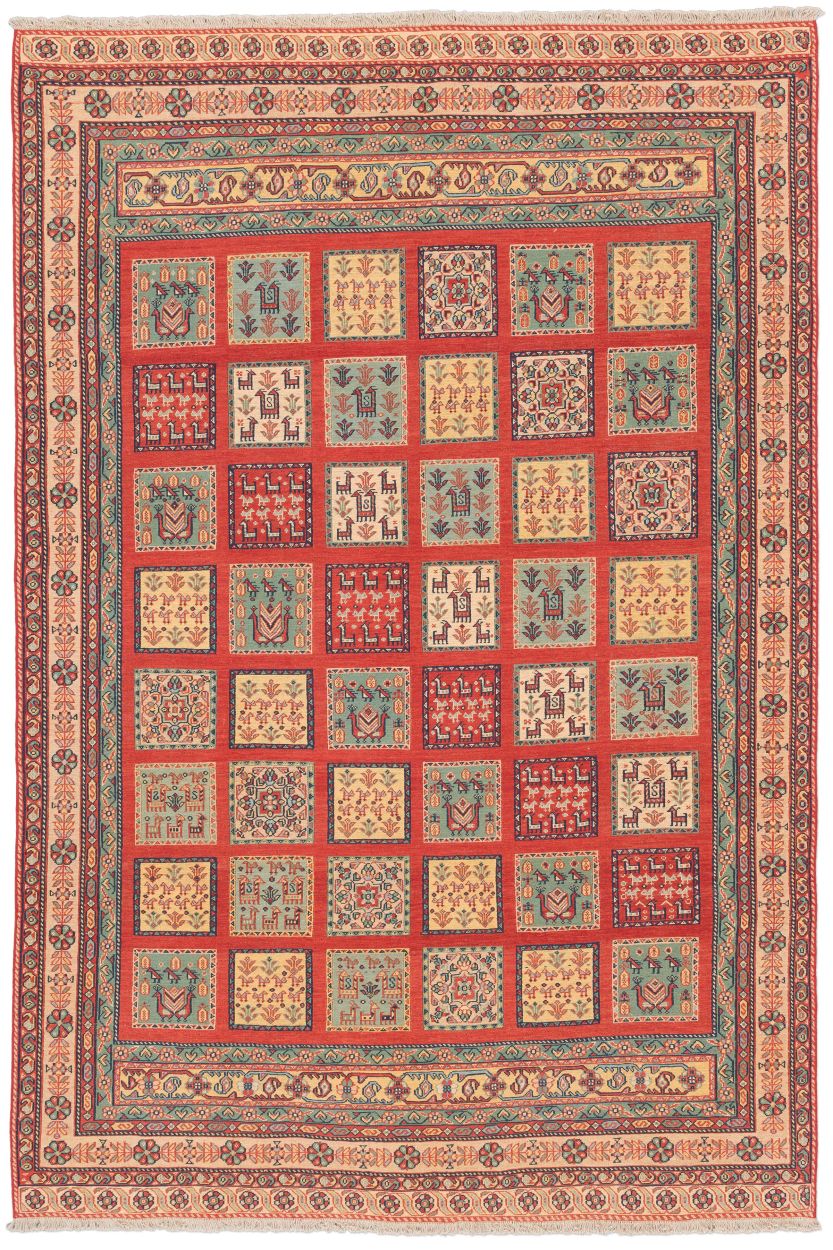 handgewebter Sumackkelim Afschar-Tabii aus Persien Maß 290x195 cm